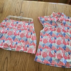 Gottex Pink and Blue Coral Print Set